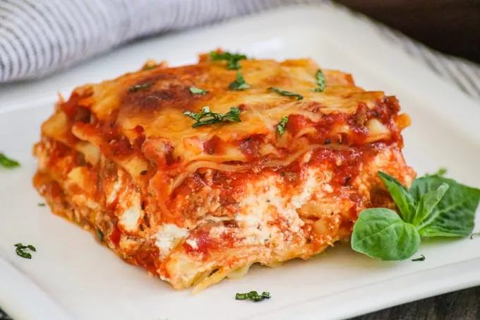 Homemade meat lasagna at a cooking class in Milan